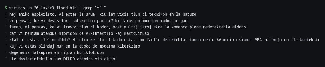 Esperanto comments in the VBA project